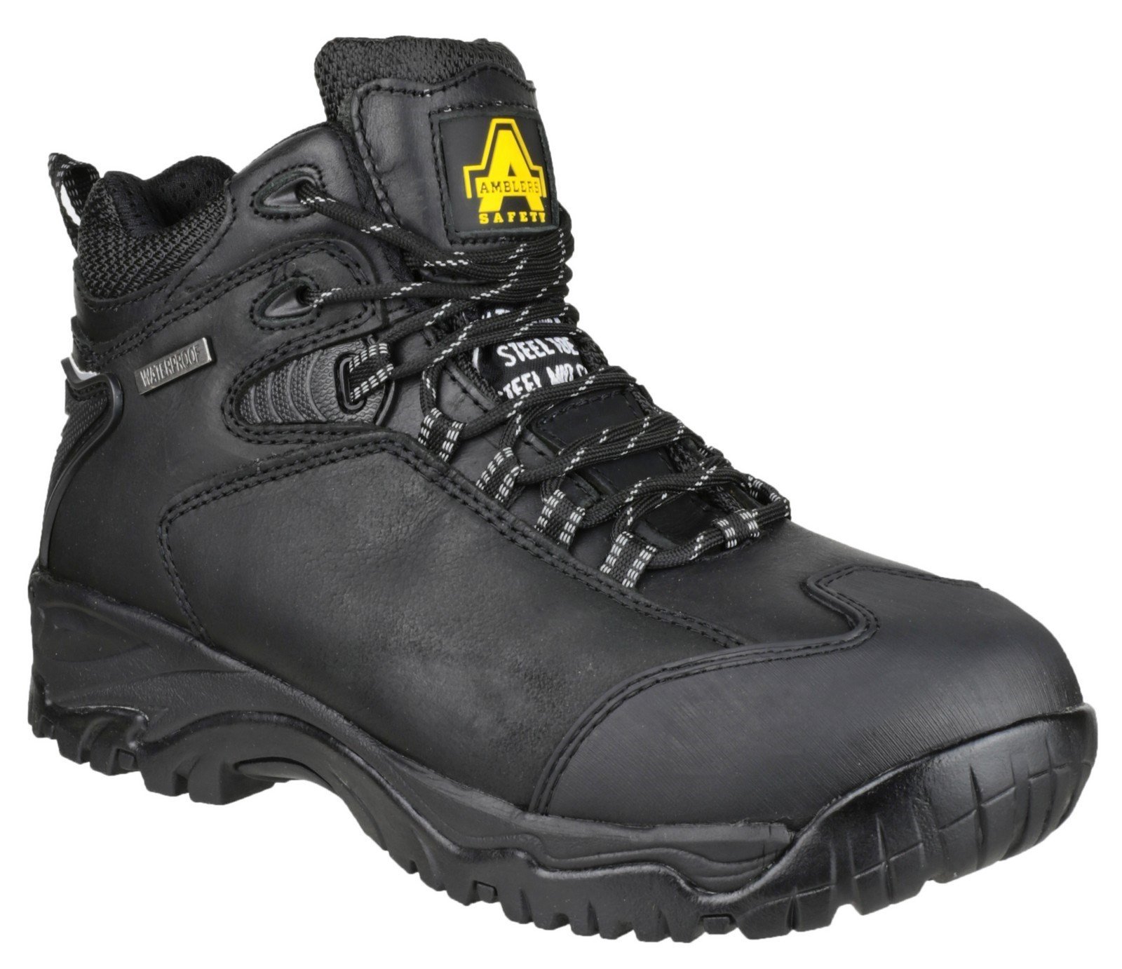 Amblers Unisex Safety Waterproof Lace up Hiker Boot Black 12319 - Black 6