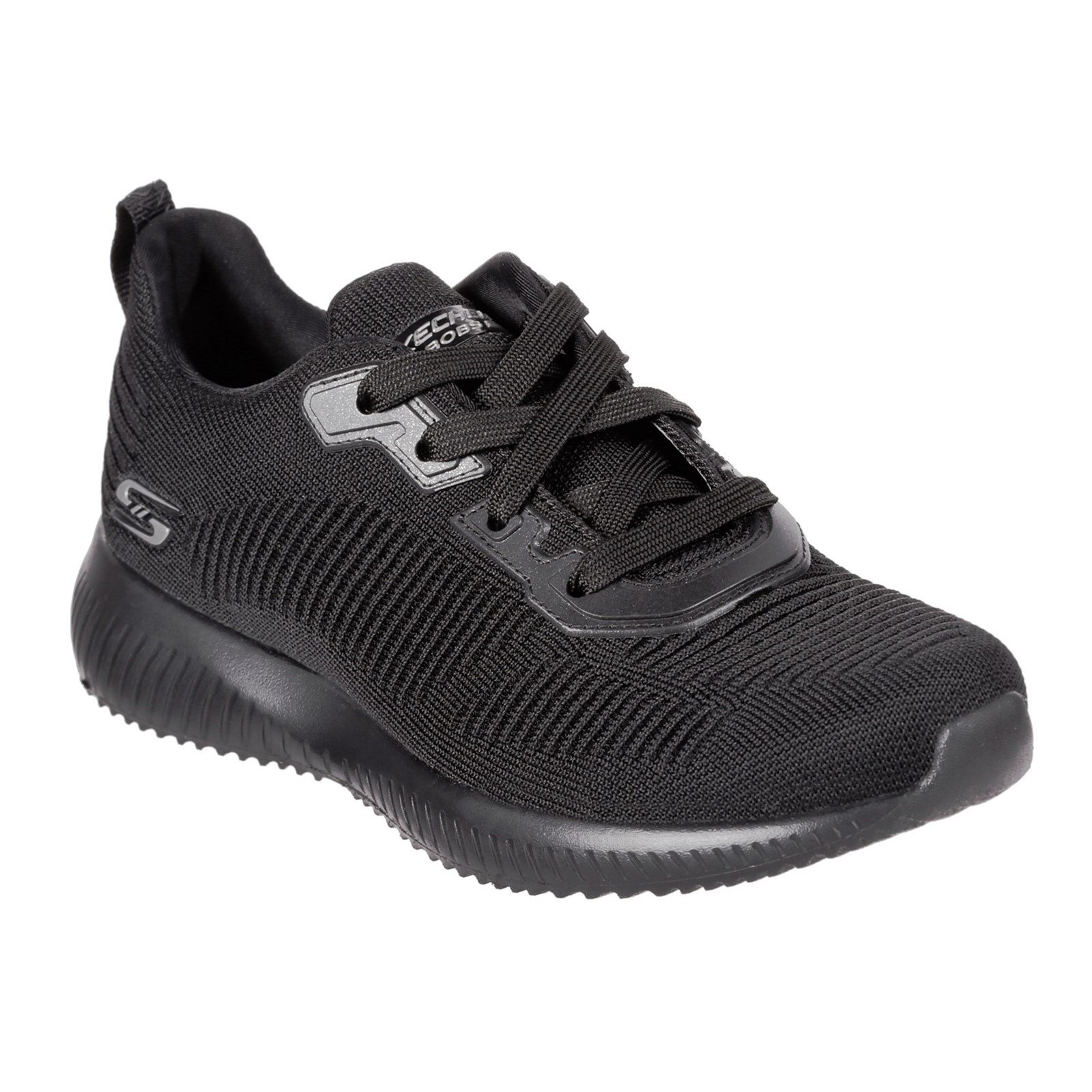 Skechers Women's Bobs Squad Tough Talk Wide Trainer Various Colours 33062 - Black 7