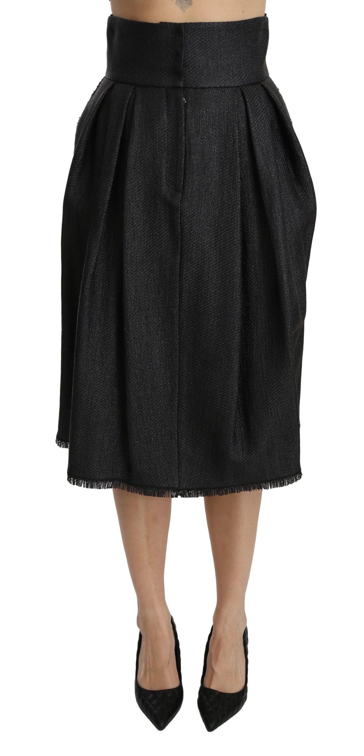 Dolce & Gabbana Women's Pleated High Waist Midi Skirt Black SKI1351 - IT40|S