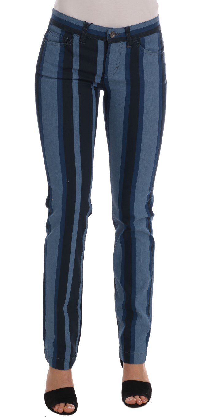 Dolce & Gabbana Women's GIRLY Striped Cotton Jeans Blue BYX1206 - IT36 | XS