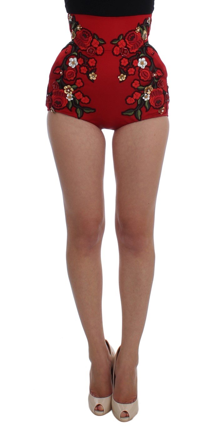 Dolce & Gabbana Women's Silk Roses Sicily Shorts Red SIG20125 - IT40|S