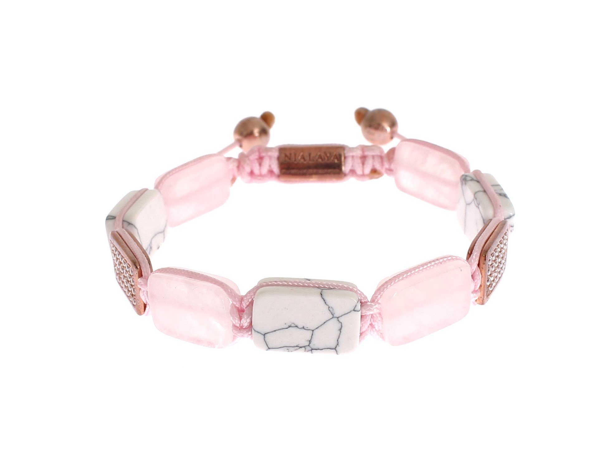 Nialaya Women's CZ Quartz Howlite Rose Gold 925 Bracelet Pink NIA20253 - M