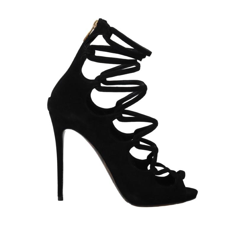 Dolce & Gabbana Suede Ankle Heels Black LA5080-1 - EU36/US5.5