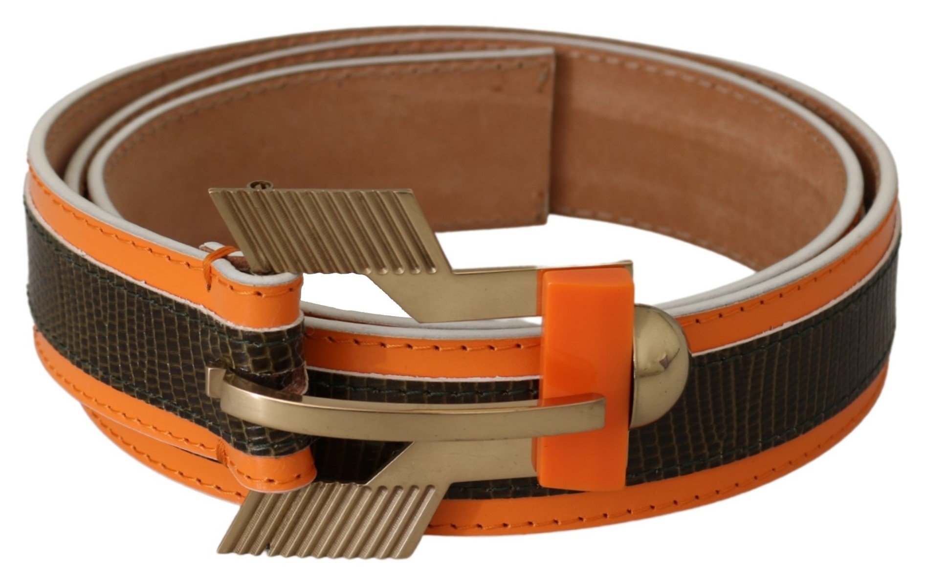 CO|TE Women's Leather Buckle Animal Pattern Belt Brown BEL60665 - 90 cm / 36 Inches