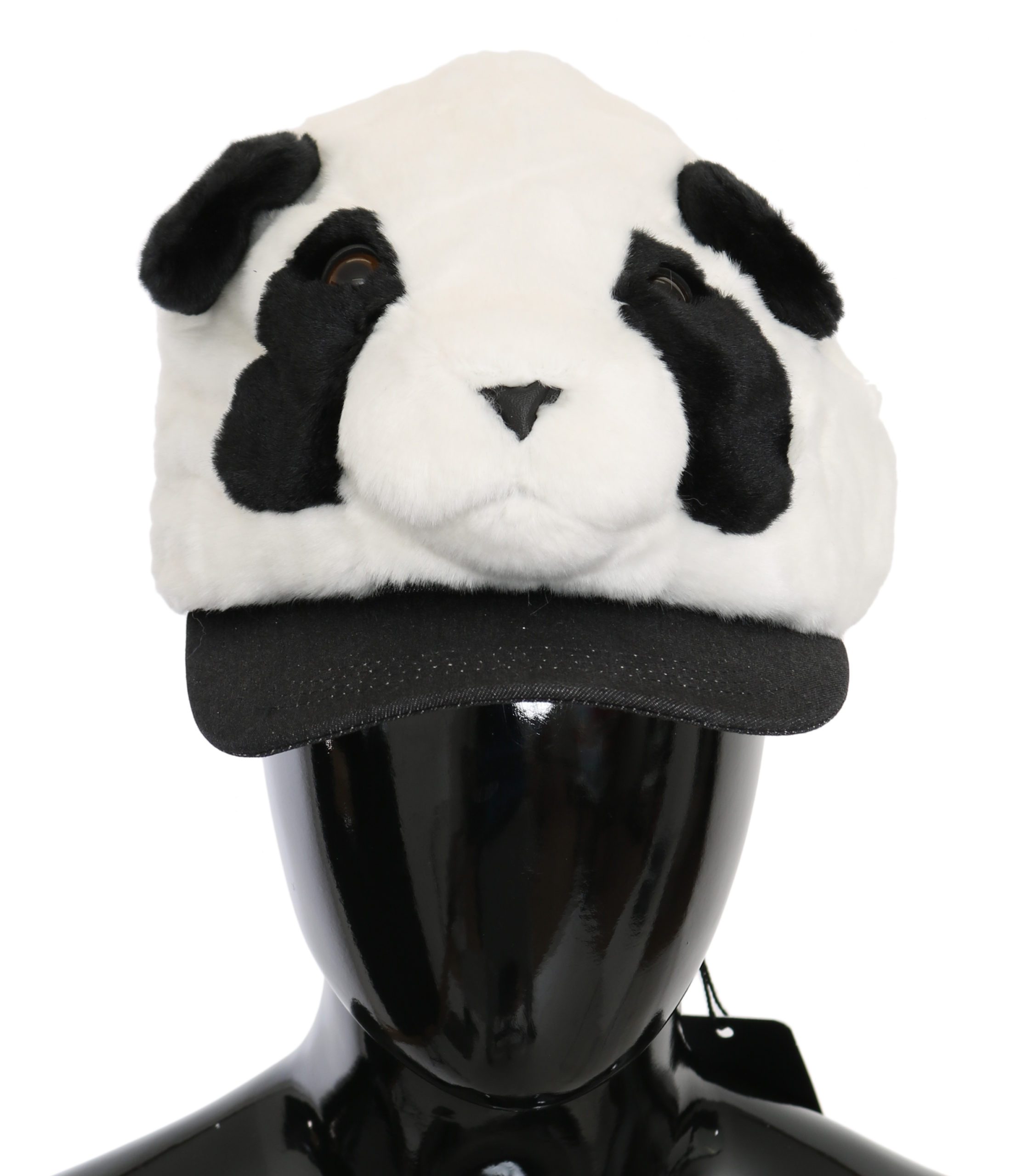 Dolce & Gabbana Women's Panda Fur Baseball Cotton Hat Multicolor HAT9085 - 57 cm|S
