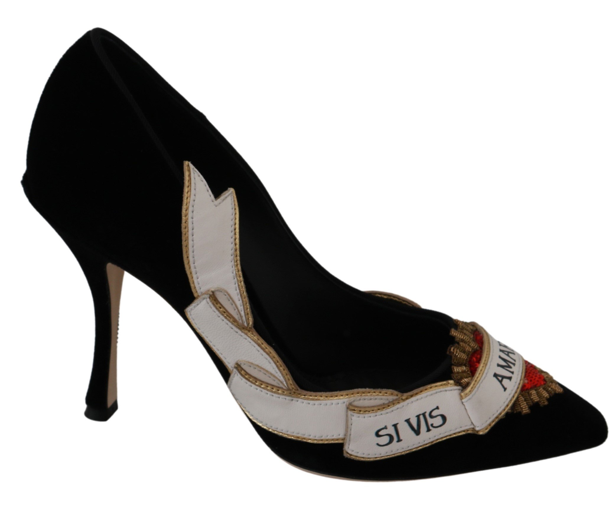 Black Velvet Amari Heart Pumps Shoes - EU36/US5.5