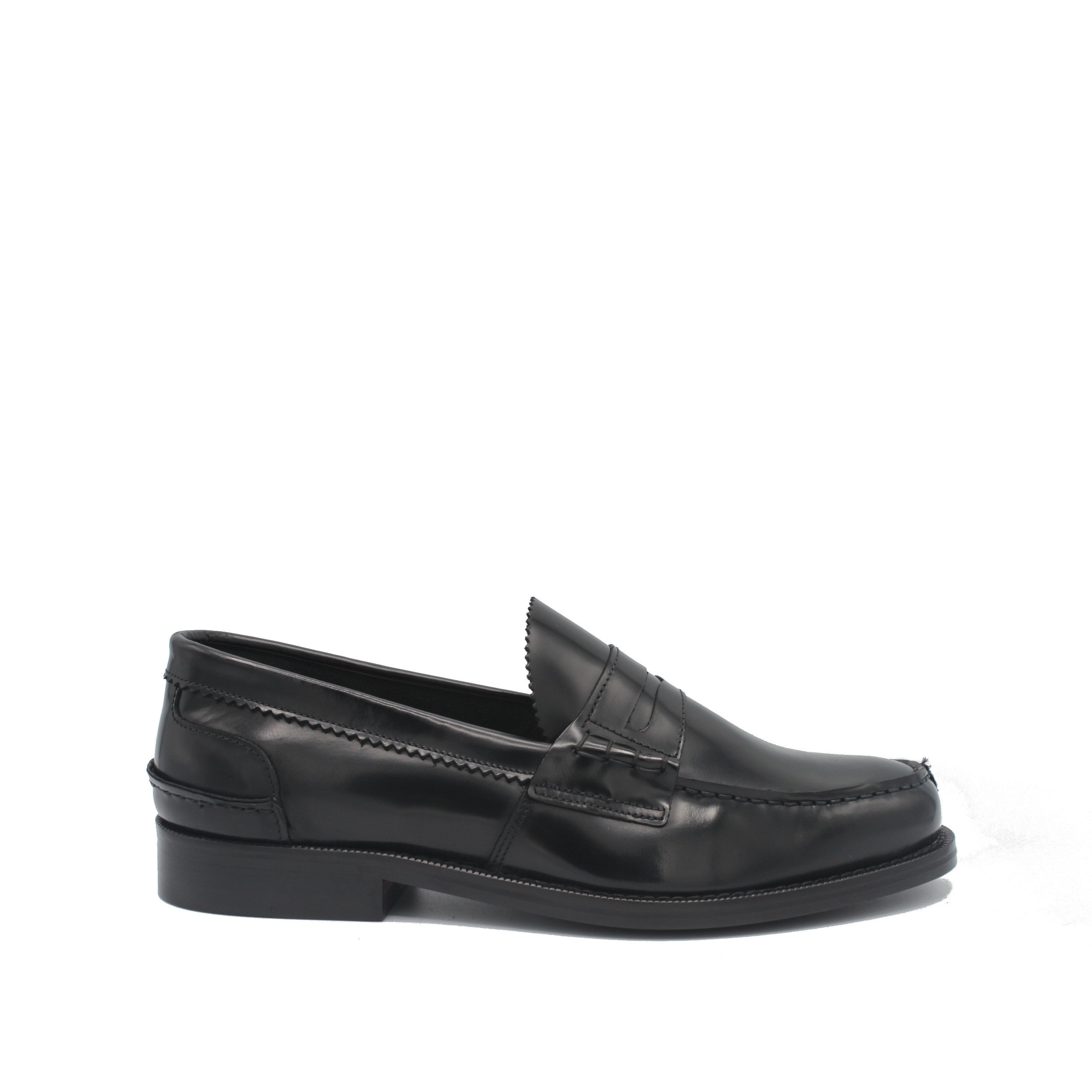 Saxone of Scotland Men's Spazzolato Leather Loafer Black 1000_Black - EU45/US12