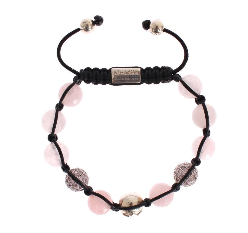 Nialaya Women's Rose Quartz CZ 925 Silver Bracelet Pink NIA20217 - M