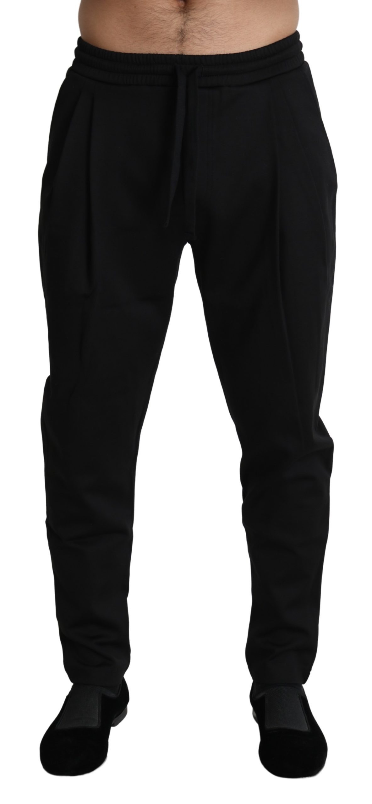 Black Tapered Casual Sweatpants Cotton Pants - IT44 | S
