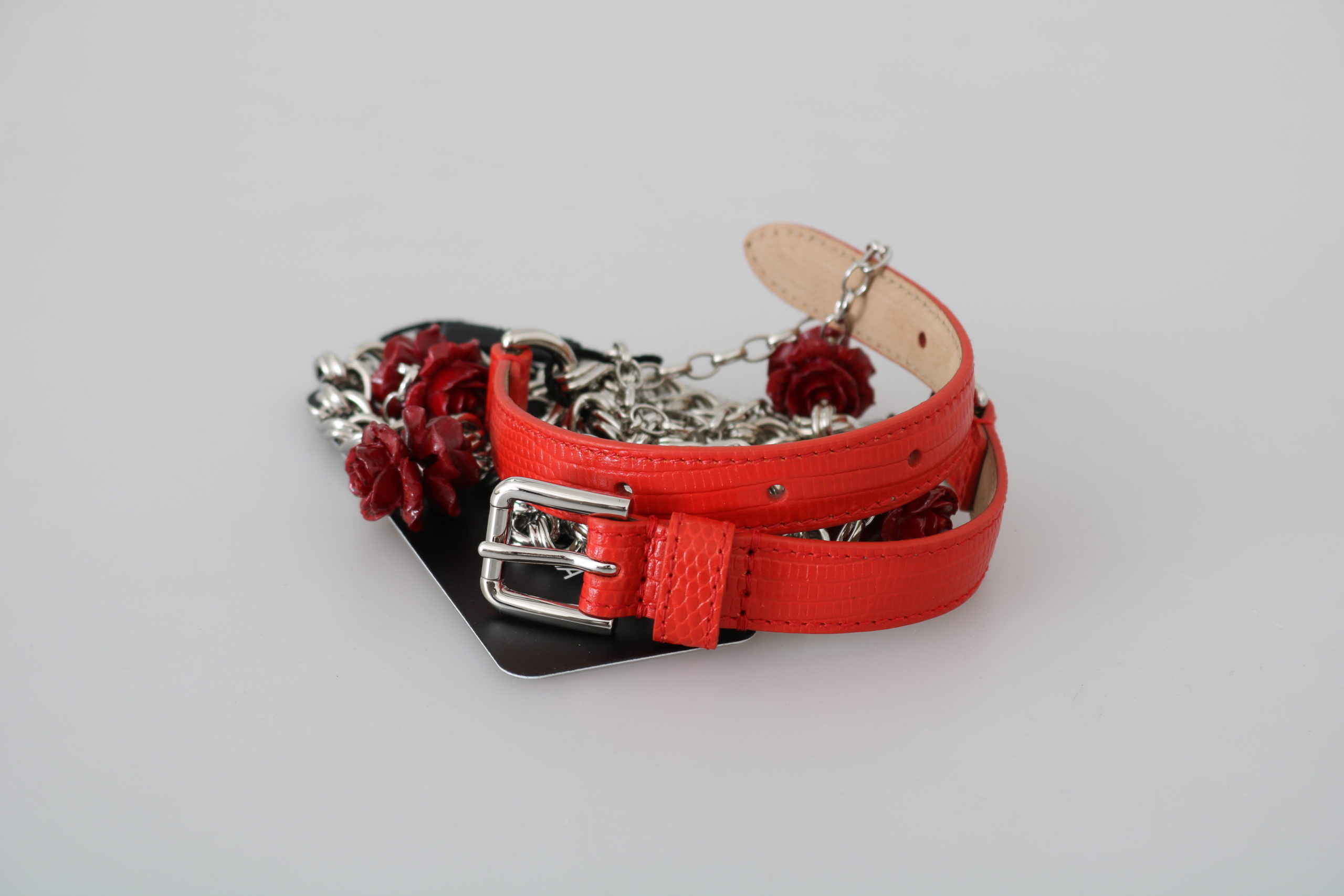 Dolce & Gabbana Women's Chain Flower Roses Belt Orange BEL60424 - 75 cm / 30 Inches