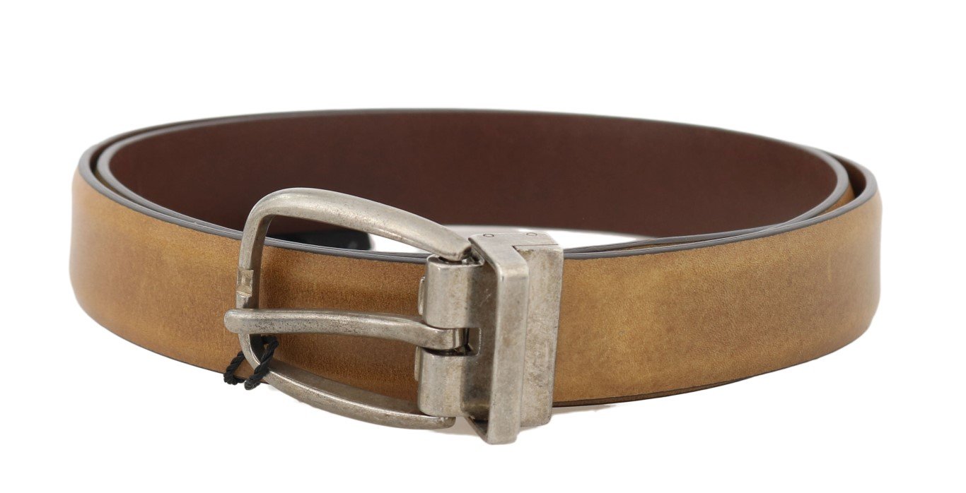 Dolce & Gabbana Men's Leather Vintage Buckle Belt Yellow BEL50026 - 105 cm / 42 Inches