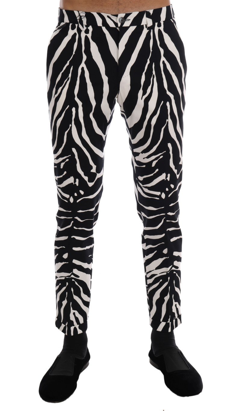 Dolce & Gabbana Men's Zebra Cotton Stretch Slim Trouser Black/White PAN60813 - IT46 | S