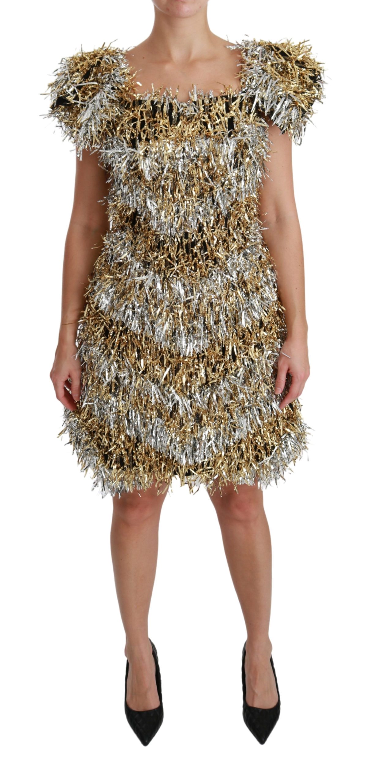 Dolce & Gabbana Women's Sheath Mini Shift Gown Dress Silver DR2510 - IT40|S