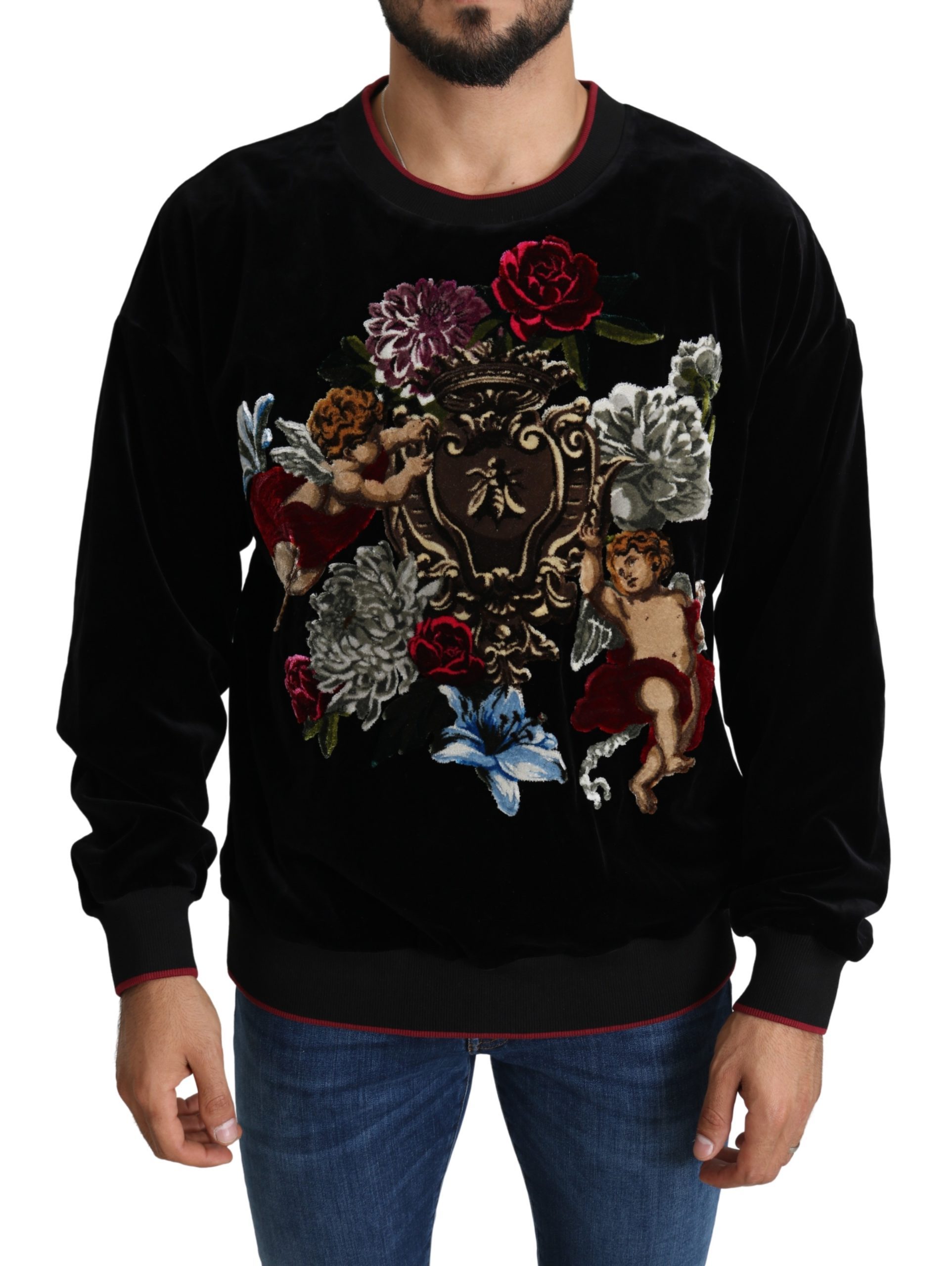 Black Velvet Angel Floral Bee Pullover Sweater - IT48 | M