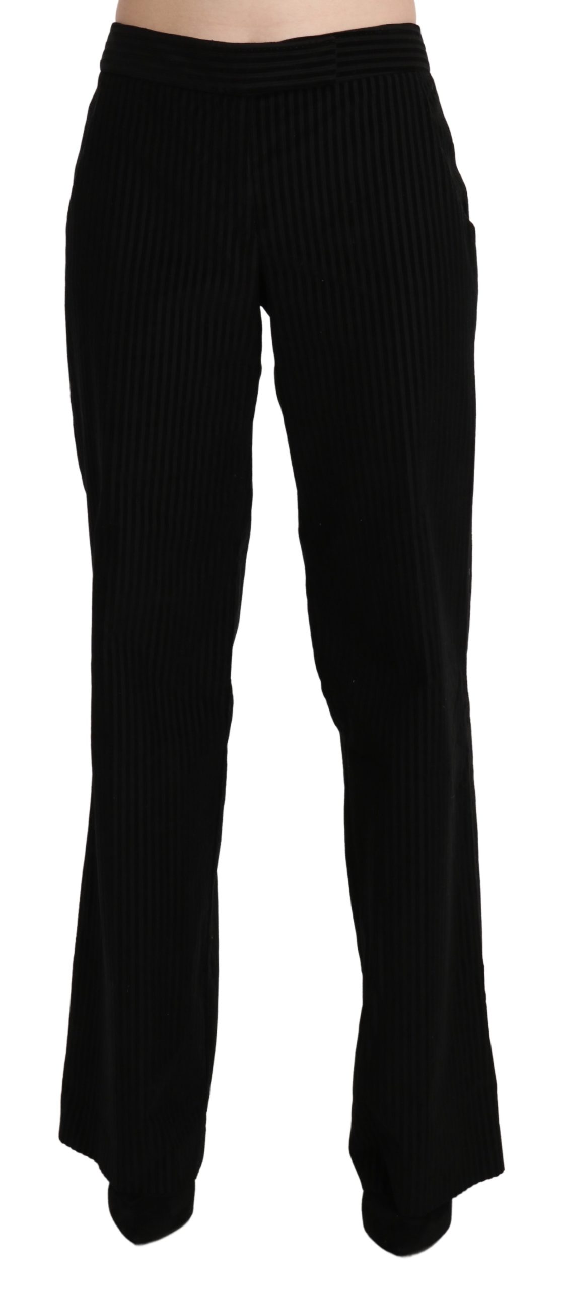 Cotton Black High Waist Flared Pants - IT44|L