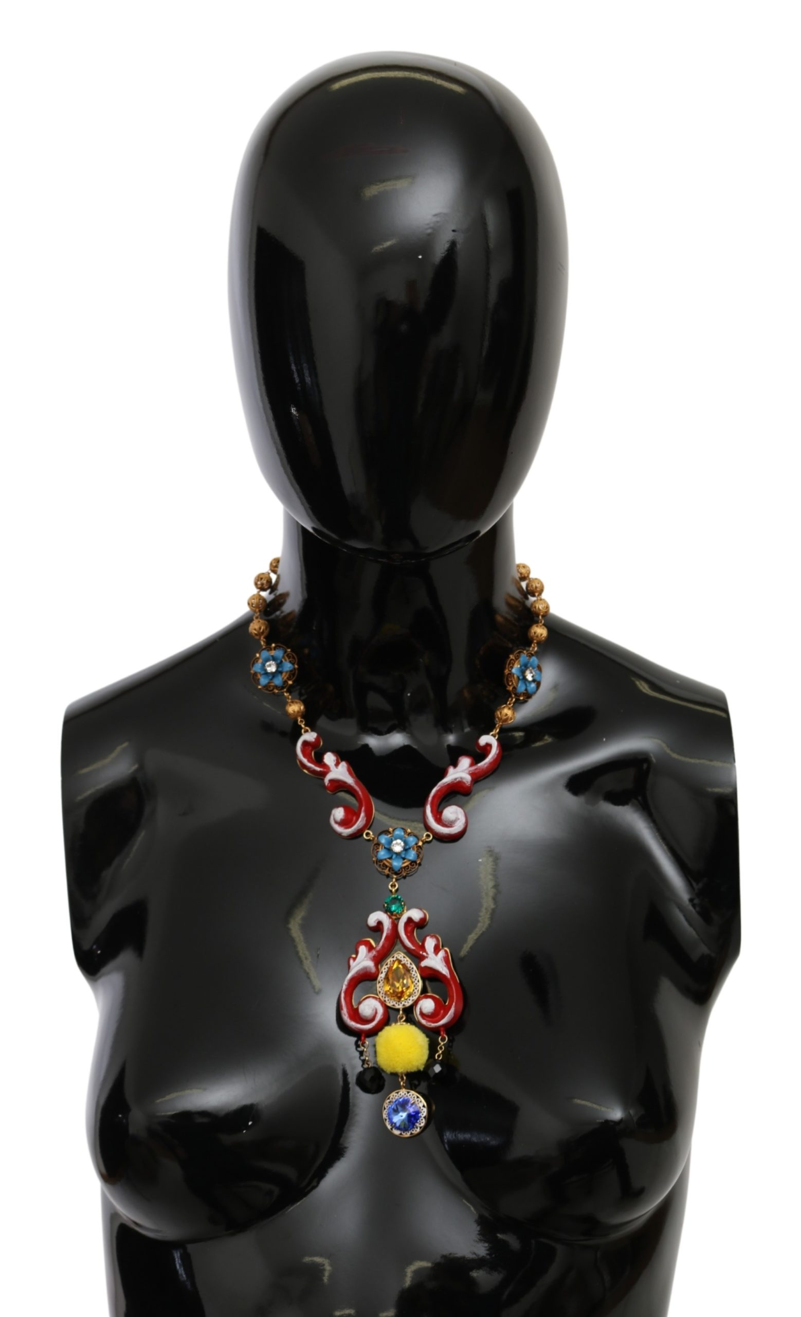 Dolce & Gabbana Women's CARRETTO Crystal Floral Necklace Gold SMY100149