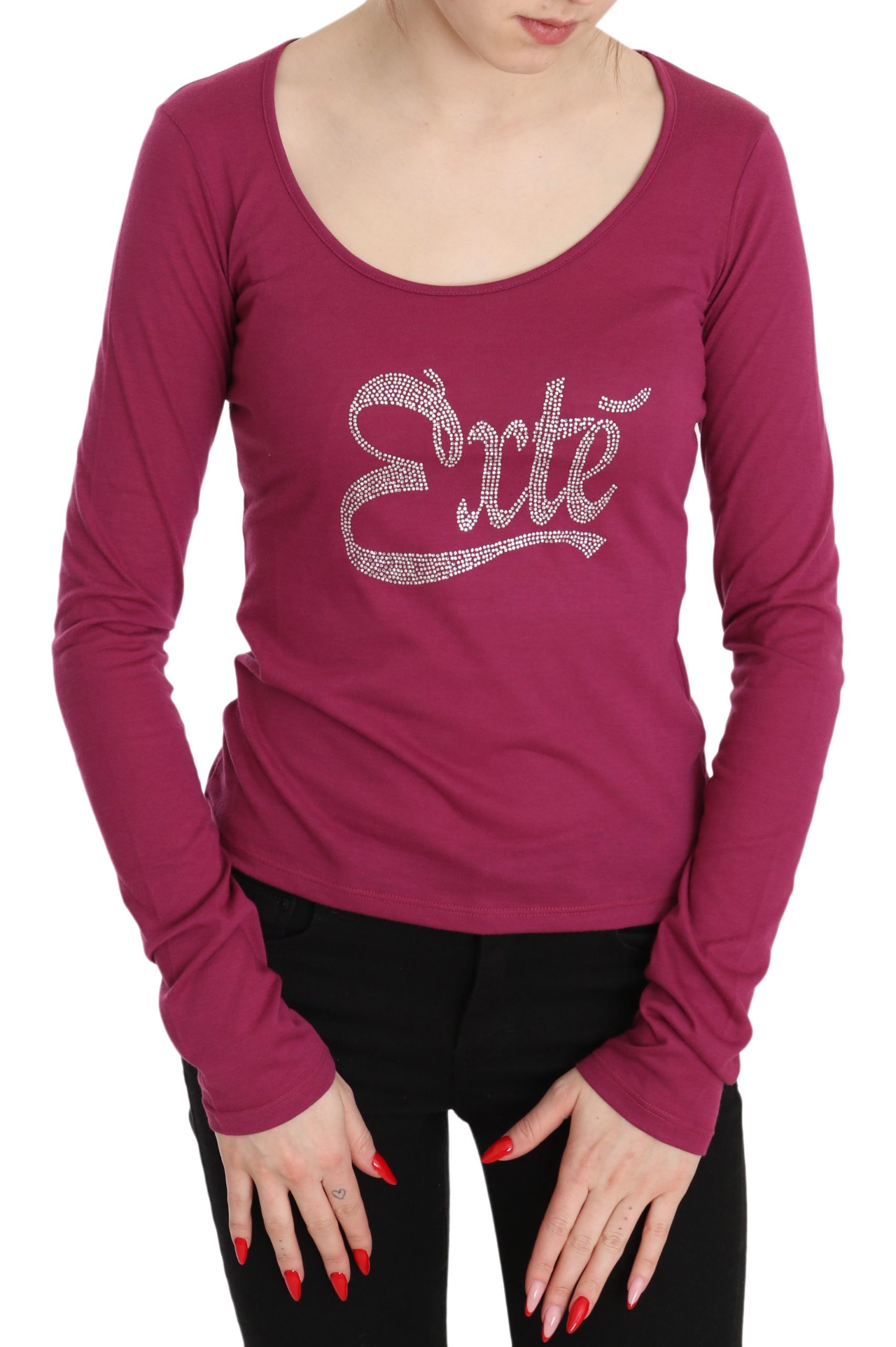 Exte Women's Exte Crystal Embellished LS Top Pink TSH3410 - IT40|S