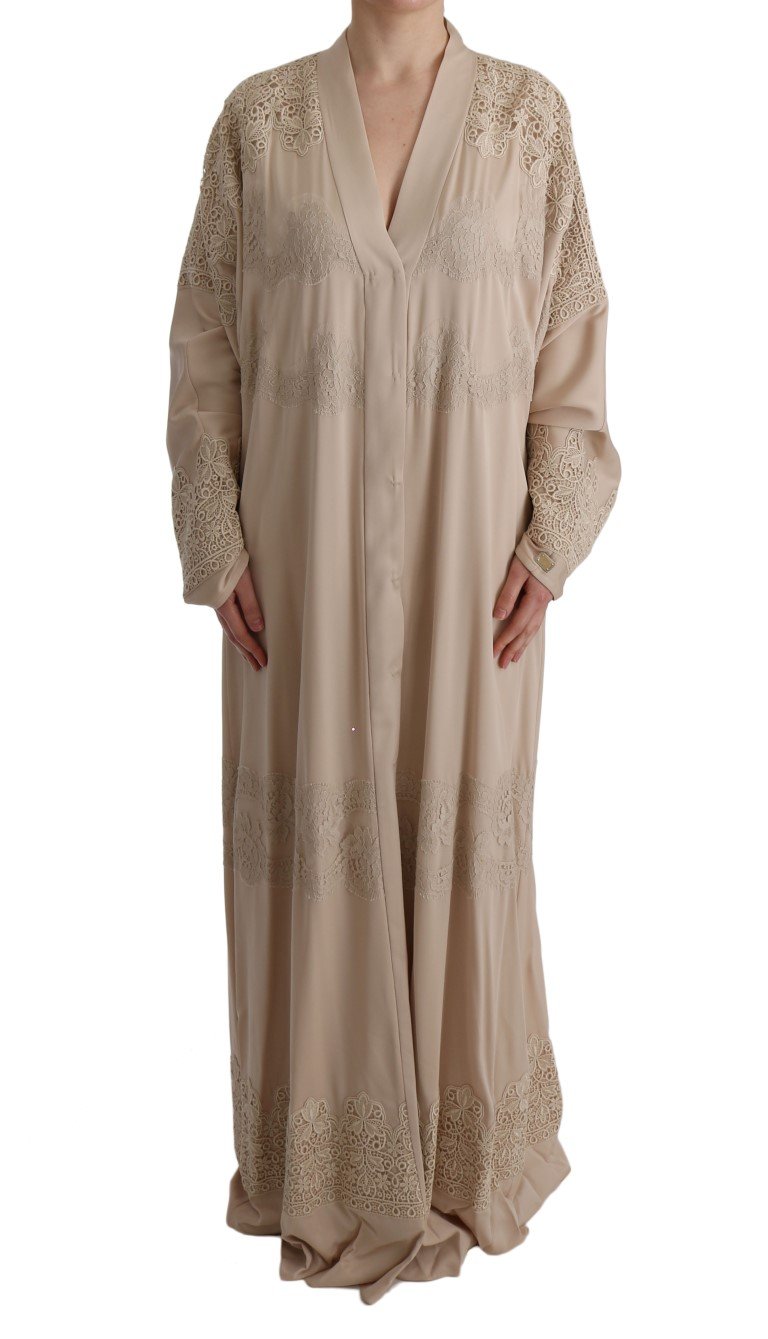 Dolce & Gabbana Women's Floral Applique Kaftan Dress Beige SIG60586 - IT40|S