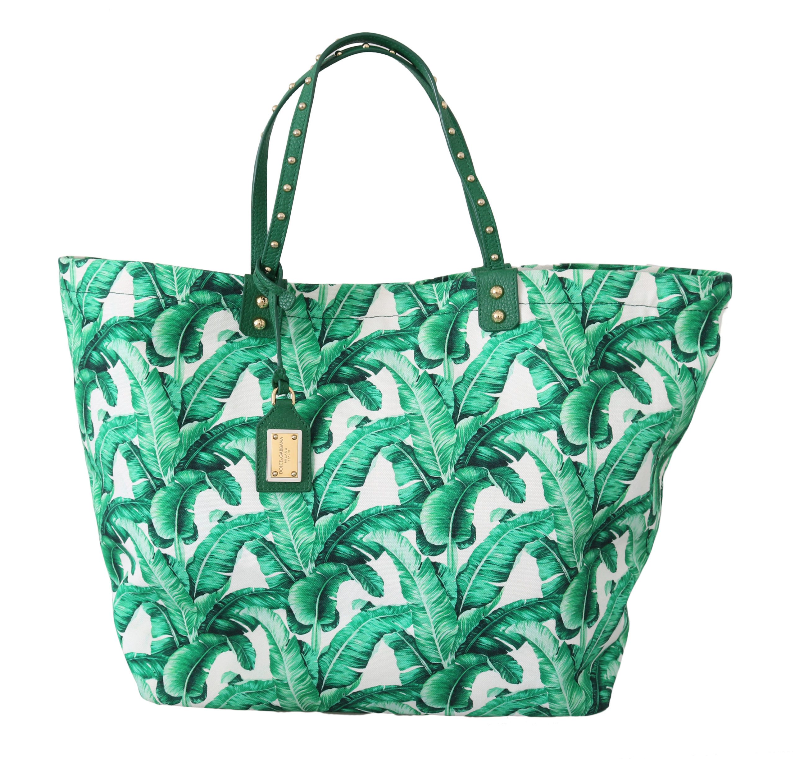 Dolce & Gabbana Women's Banana Leaves Shopping Tote Bag Green VAS8708