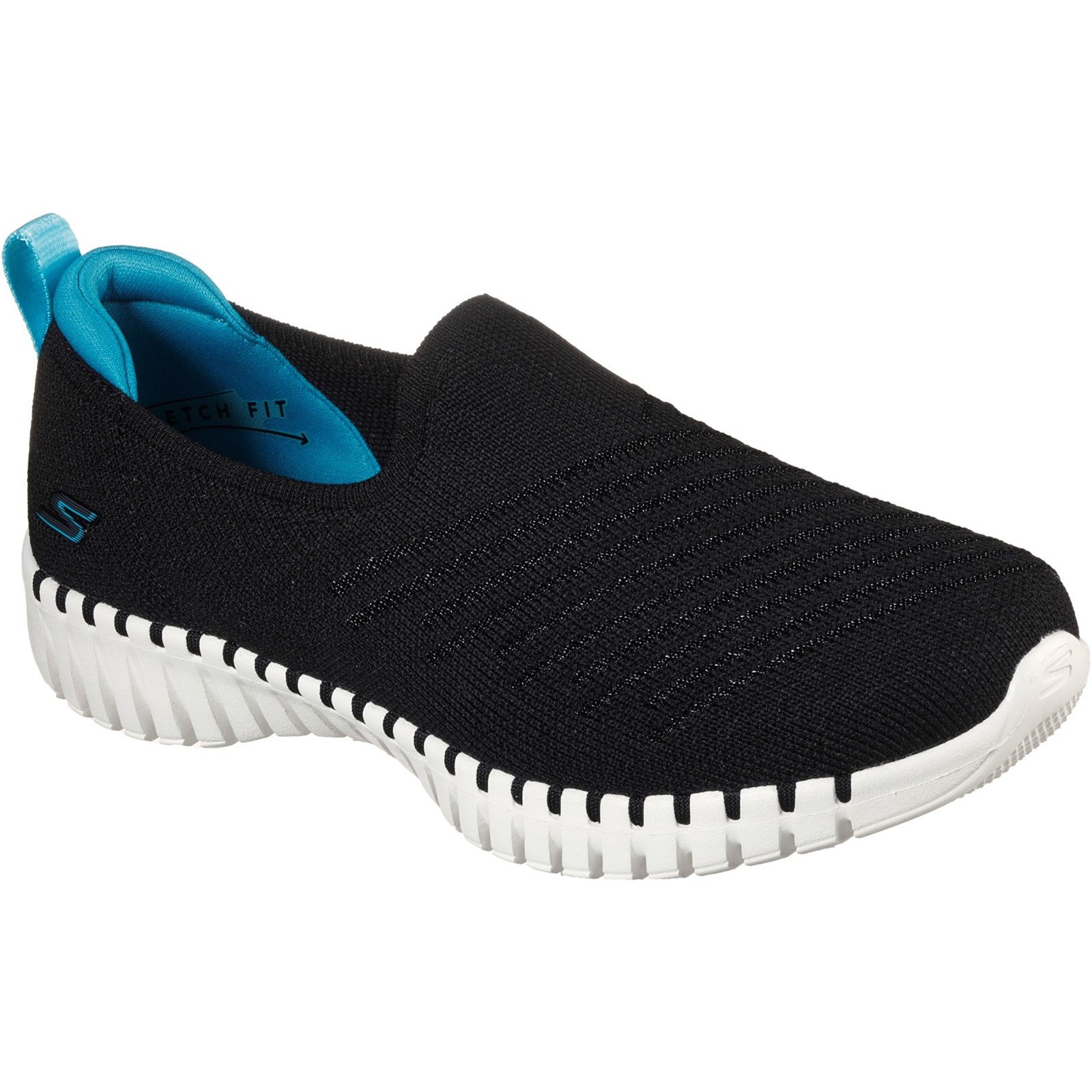 Skechers Women's Go Walk Smart Brunch Slip On Trainer Various Colours 32146 - Black/Turquoise 4