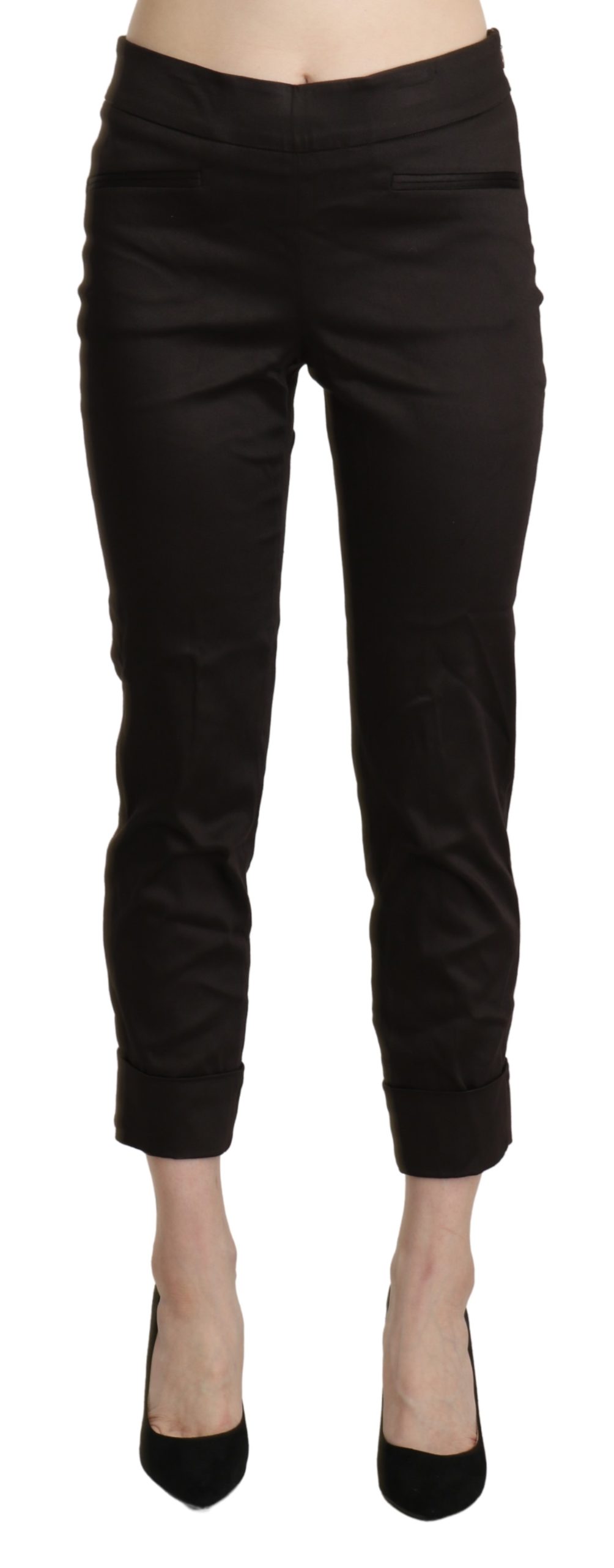 BENCIVENGA Women's Mid Waist Skinny Cropped Trousers Brown PAN71329-42 - IT42|M