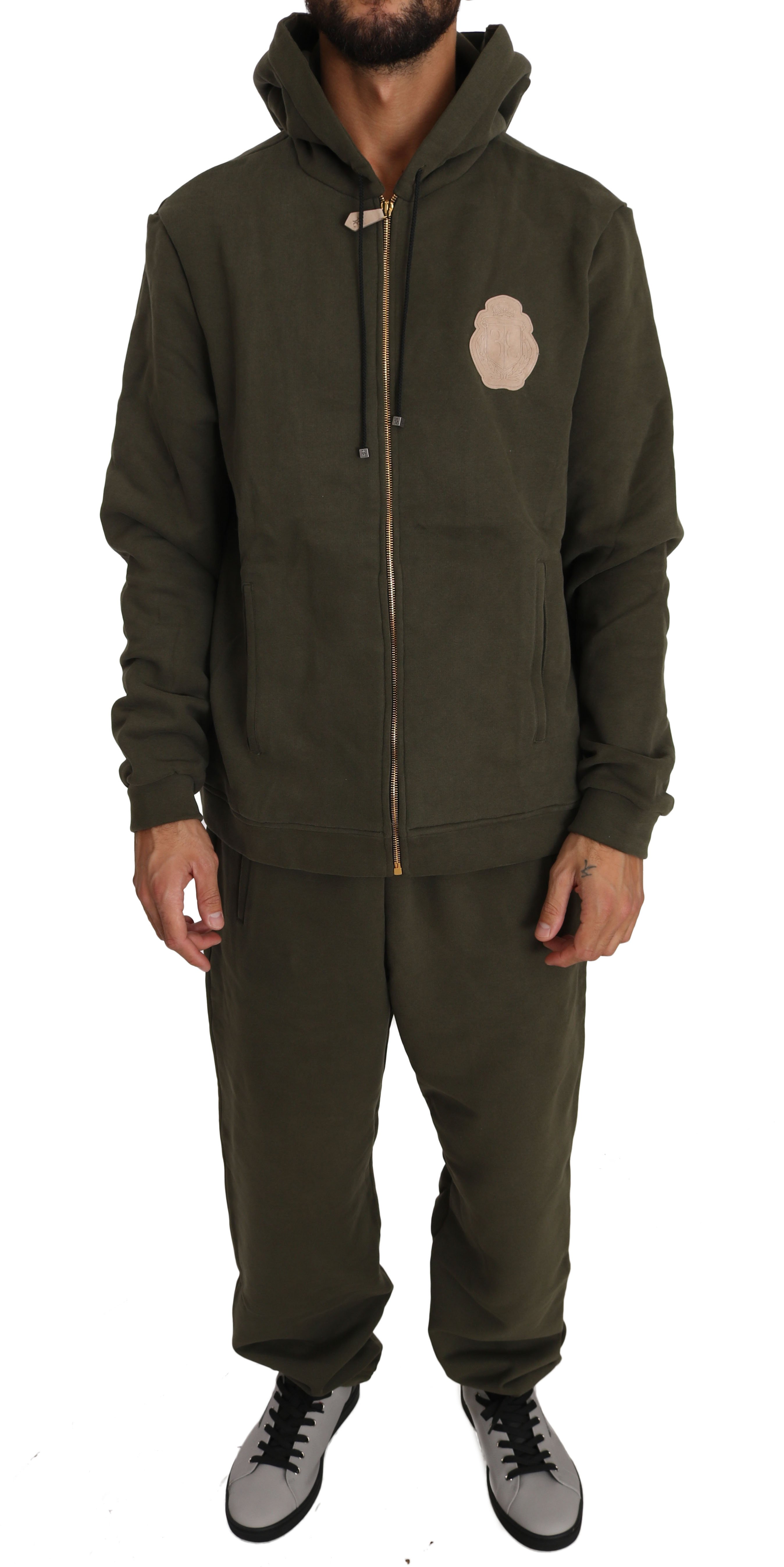 Billionaire Italian Couture Men's Hooded Full Zip Sweater Green BIL1051 - XXL