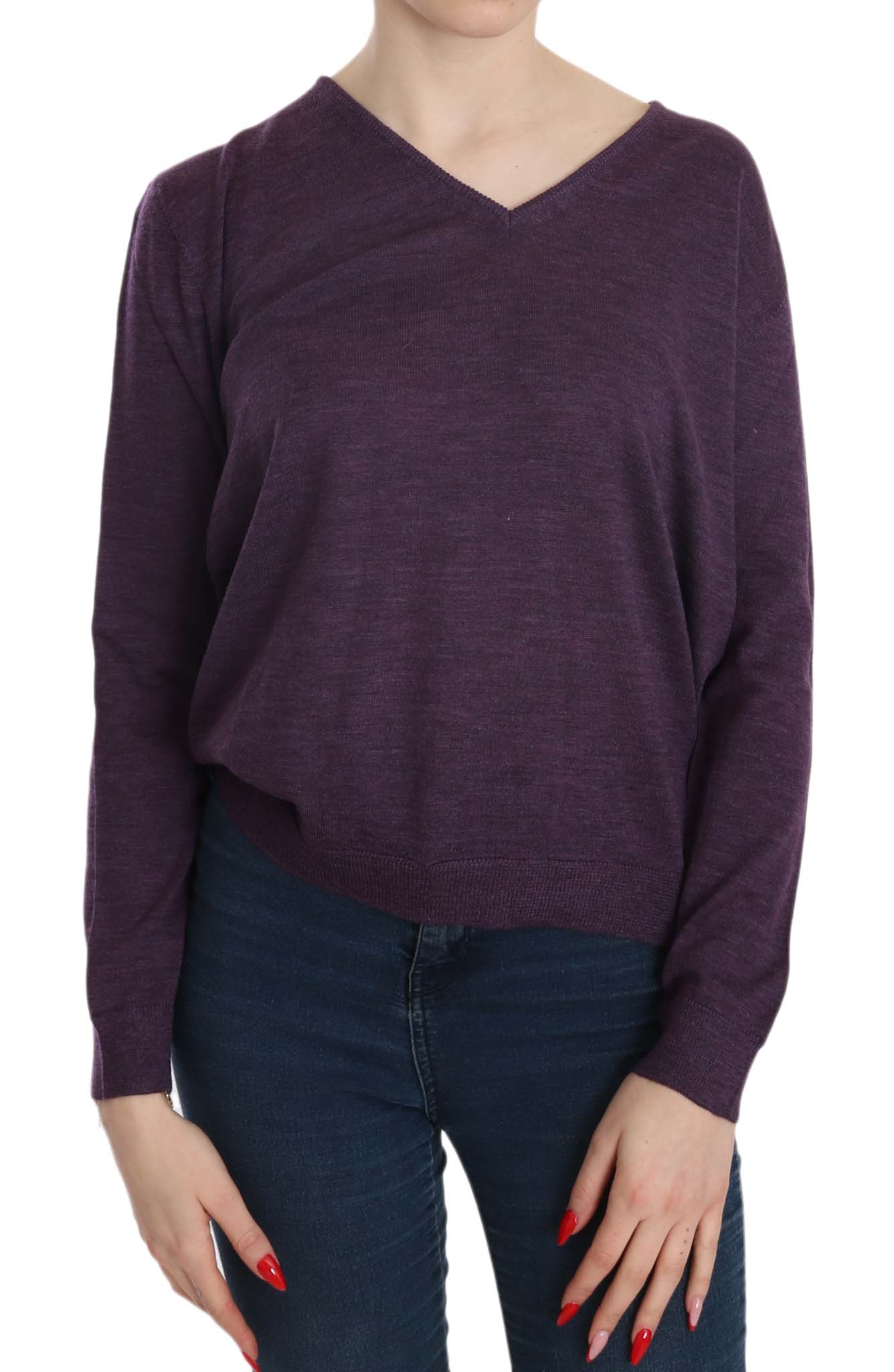 BYBLOS Women's V-neck LS Pullover Purple TSH3898 - S
