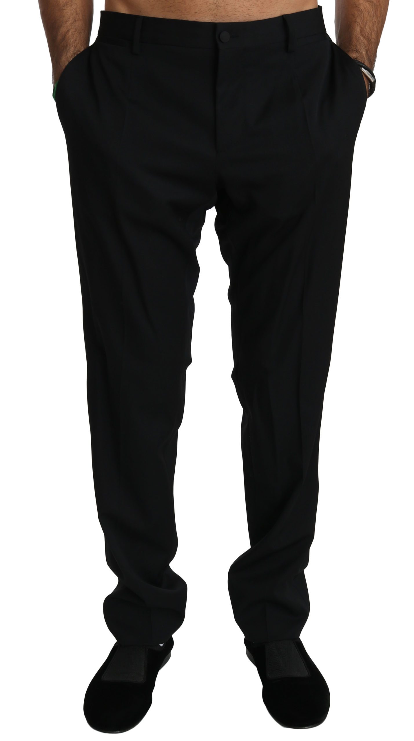 Dolce & Gabbana Men's Slim Formal Wool Trouser Black PAN70757 - IT52 | XL