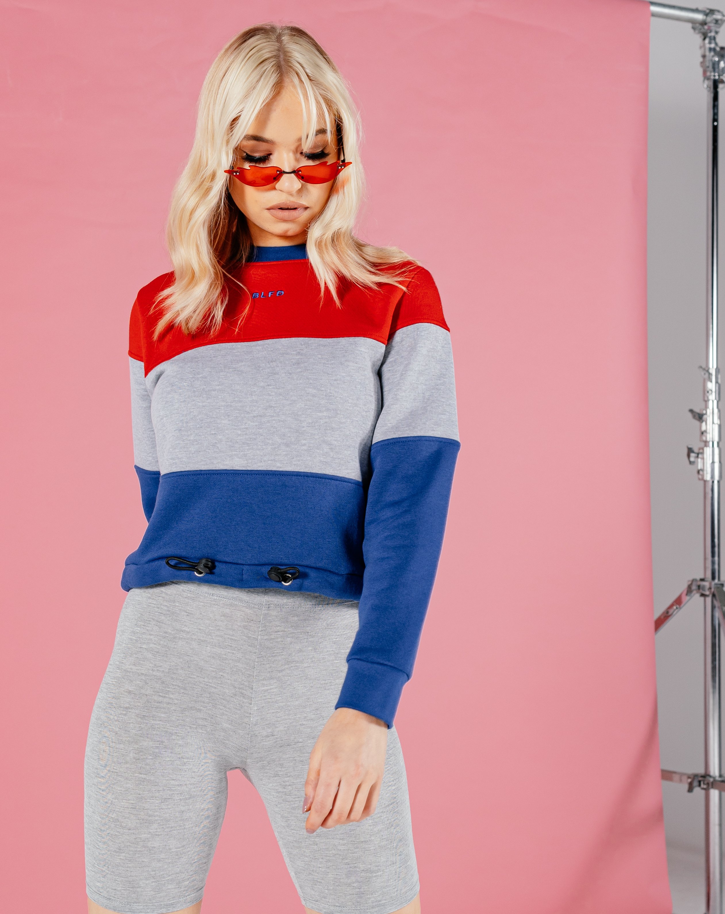 Bysik Colour Blocked Cropped Sweatshirt - Multicolour / 8