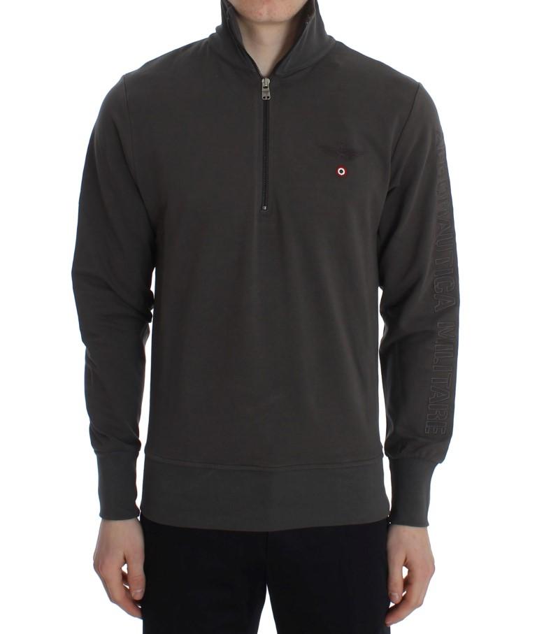 Aeronautica Militare Men's Cotton Stretch Half Zipper Sweater Gray SIG30630 - XXL