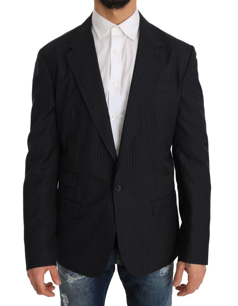 Dolce & Gabbana Men's Striped Wool Coat Slim Blazer Gray JKT1220 - IT50 | L