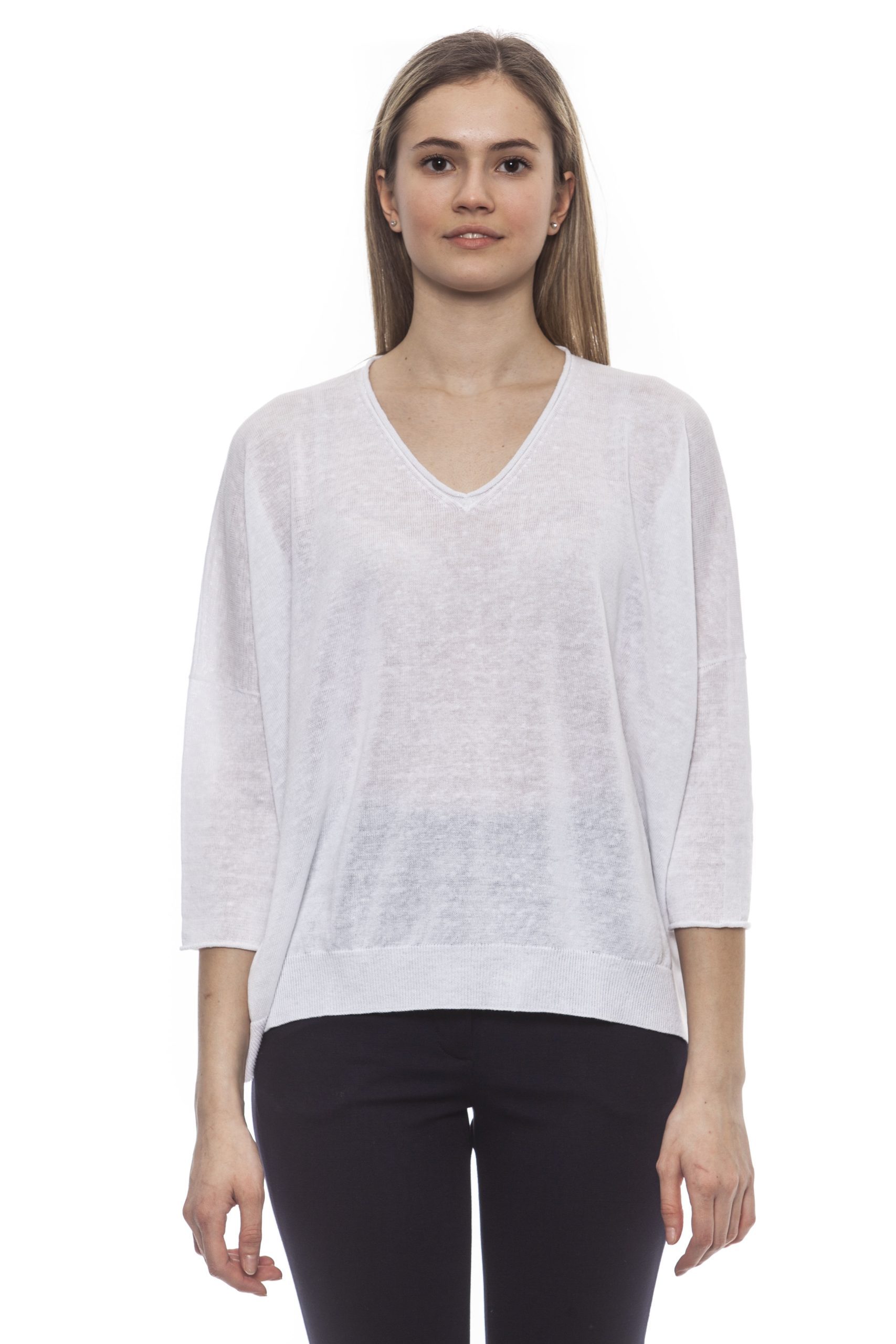 Peserico Women's Bianco Sweater White PE1383114 - IT42 | S